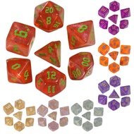 DND Dice Set 7pcs Glitter Effect Polyhedral Dice for DND TRPG Board Game Accessories, Perfect Gift f
