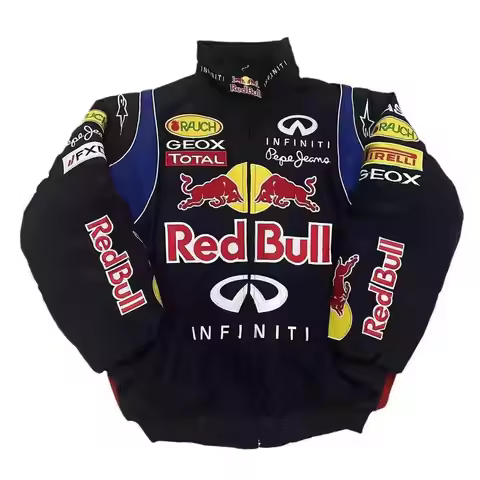 Red Bull F1 Embroidered Racing Coat Motorcycle Jacket Motorcycle Riding Coat