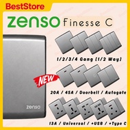 [SIRIM] Zenso Finesse C Socket and Wall Switch Slim Modern Switches Design 13A 15A 20A 45A Door Bell