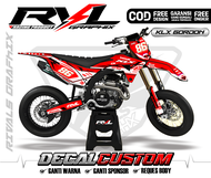 Decal sticker klx gordon 150 full body - hologram - tebal - chrome design merah putih hitam