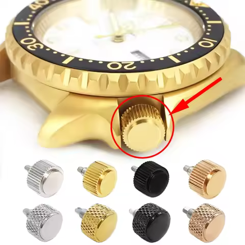 SKX007 Watch Crown accessories For SEIKO SKX007 Stainless Steel Gold Silver Black Fits NH35 NH36 7S2