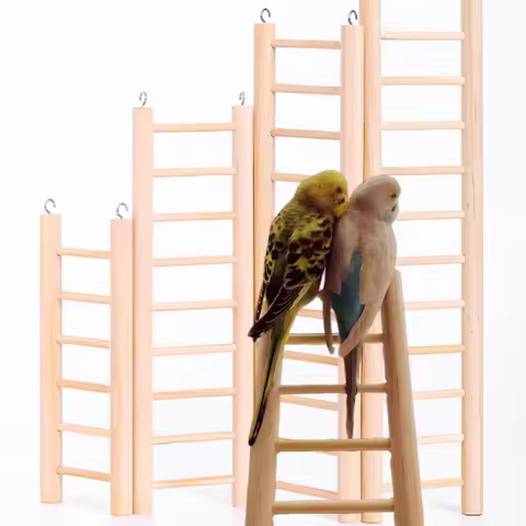 Parrot Basics 13-Step Wood Ladder Bird Toys Ladder Hanging Bird Ladder Step Ladders Birdie Cage Hang