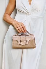 Emily Clutch in Metallic Rosegold Goat Leather