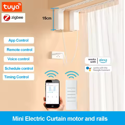 4th Tuya zigbee Smart Mini 15cm Curtain Motor Smart Home Drive engine Electric Curtain Track Rail Ro