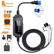 feyree GB/T Portable EV Charger 7KW 11KW 22KW 5m Cable with CEE Plug EV Charging Station EV Wallbox