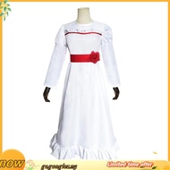 Annabelle Creation Halloween Horror Doll White Dress Cosplay Costume Fancy Dress