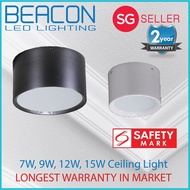 BEACON LED 7/9/12/15W Round Elegant Surface Mounted Downlight / Ceiling light - Black & White - Sing