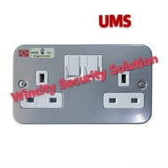 WSS UMS 13A 2gang Double Metal Switch socket