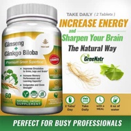 100% Original Products.120 Capsule. Brain Supplement - Dual Supplement Capsules Combining Ginseng & 