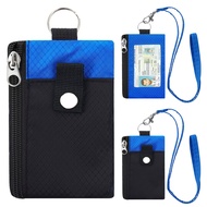 Men Wallet RFID Blocking Wallet with ID Window WaterResistant Zip Id Case Wallet with Lanyard Keycha