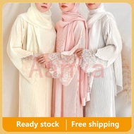 Abaya Muslim pleated lace sleeves Dresses Jubah 1765