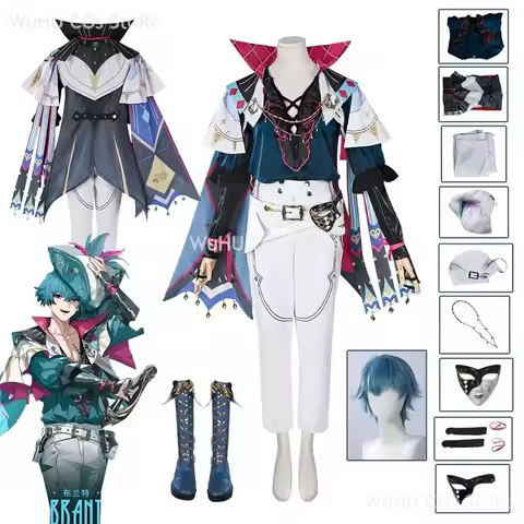 Game Wuwa Brant Cosplay Costume Wig Shoes Wuthering Waves Clothes Brant Wig Mens Uniforms Halloween 