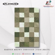 Keramik Dinding Platinum 25x40 Harvey Brown Matt Embossed Kasar