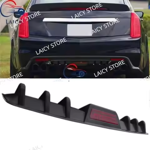 LAICY For C-adillac CTS XTS ATS CT4 CT5 Car Rear Bumper Diffuser Lip w/ Tail Brake Stop Light Splitt