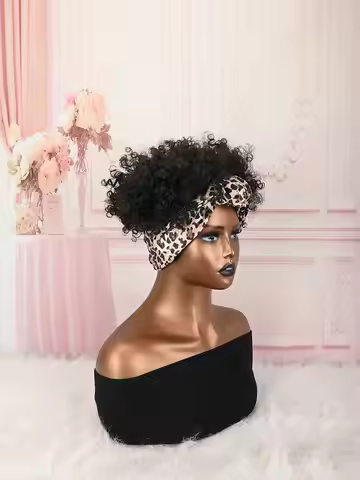 Headband Wig Curly Headband Wig With Bangs For Women Synthetic Afro Curly Hair Wig With Headband Att