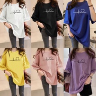 [AMYGO] 2W028/2W029 M-5XL Loose Tshirt Women Plus Size Baju T shirt Perempuan Tops Tshirt Woman Mura