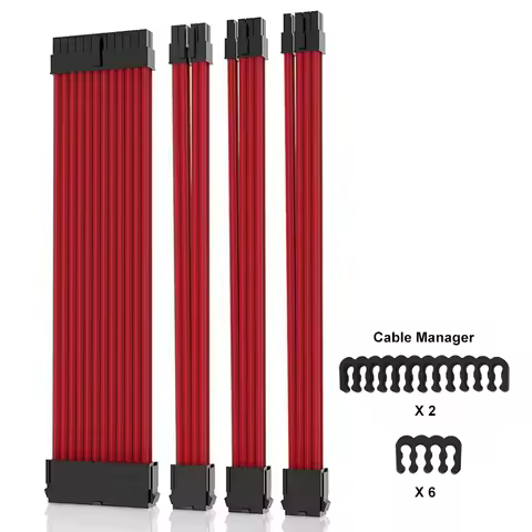 18AWG Power Supply Sleeved Cable /24pin ATX /4+4pin EPS /2 x 6+2pin PCI-E PSU Extension Cable Kit 30