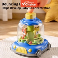 Press & Go Bouncing Taxi Ball Toy for Toddlers 1-3, Rotating Car, Hand-Eye Coordination, Motor Skill