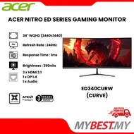 ACER Nitro ED340CUR W0bmiipx Curve Gaming Monitor (34" VA / 1 ms / 240Hz / 250nits / Speaker / HDMI 
