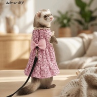 DELMER Ferret Traction Rope, Comfortable Berber Fleece Ferret Vest Harness, Fashion Adjustable Soft 