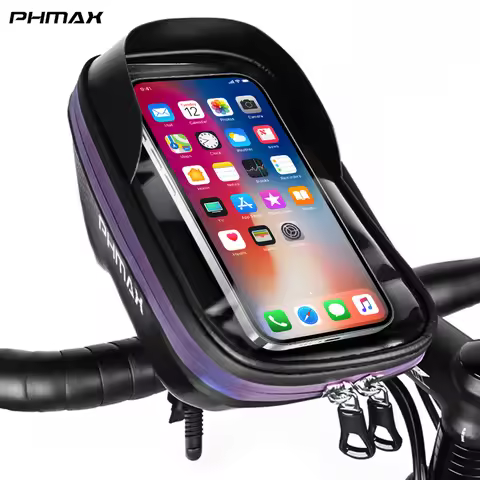 PHMAX Waterproof Bicycle Phone Mount Bag Bike Front Beam Phone Pouch EVA Hardshell Handlebar Bag Cyc