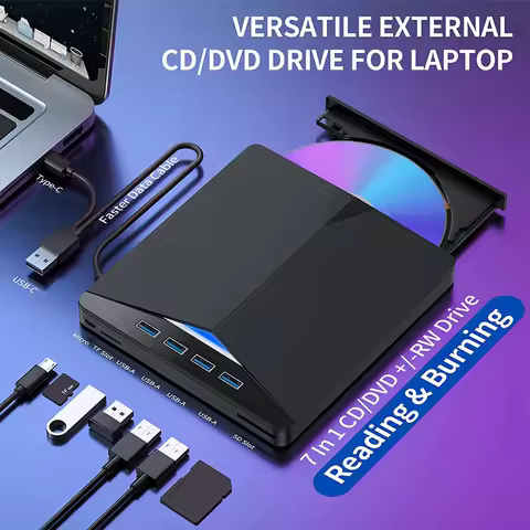 7 in1 USB 3.0 Type C External CD DVD RW Optical Drive DVD Burner Reader Player Super Optical Drive F