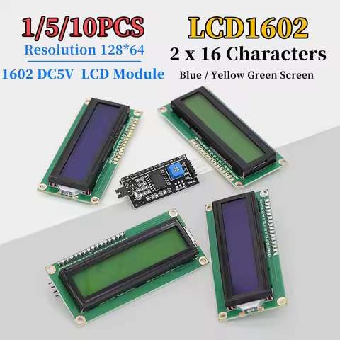 1/5/10PCS LCD1602 I2C Display Module Blue / Green Screen 5V PCF8574 IIC Adapter Llate for Arduino