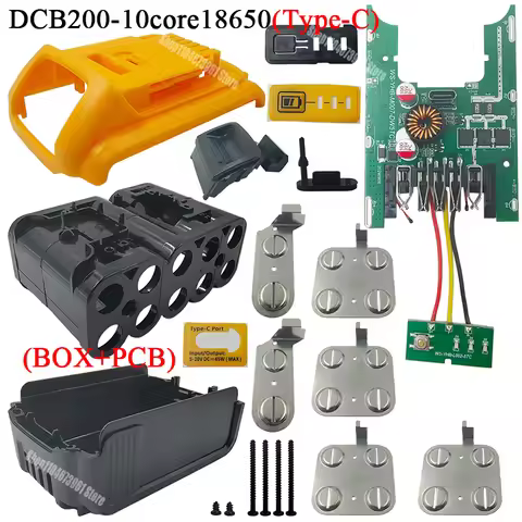 DCB200 10X18650 Li-ion Battery Plastic Case Protection Circuit Board PCB For DeWalt 20V Lithium Batt