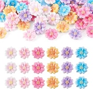 Cheriswelry 60pcs Resin Flower Cabochons Colorful 3D Gradient Flower Cabochon for Scrapbooking DIY P