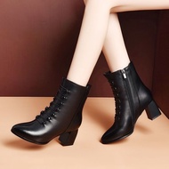 Fashion High Heels Ankle Boots Pointed Toe Leather Short Boots For Women Women Boots Boots Women Hee