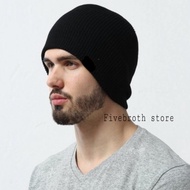 Knitted men's beanie hat, plain adult men's beanie hat
