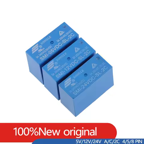 5PCS/Lot Original New SMI-05V/12V/24VDC-SL-A -SL-C SL-2C 5A 10A 4pin 5pin 8pin 5V 24V Power Relay