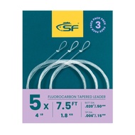3 Packs Pre-Tied Loop Fly Fishing Tapered Leader Fluorocarbon 7.5FT 9FT 12FT 0X 1X 2X 3X 4X 5X 6X 7X