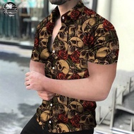 MALAYSIA..... Fashion Summer Men's Shirts Casual Beach Party Short Sleeve for Men Skull Printing Shi