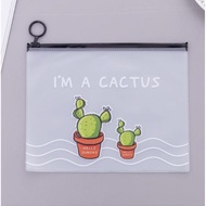 L10 - R177 Pouch Kosmetik Transparan Motif Kaktus Tas Kosmetik Karakter Unicorn ZipLock Plastik Pink