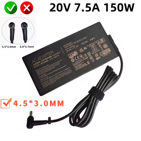 20V 7.5A 150W 4.5x3.0mm Small Mouth Needle Tip AC Adapter Laptop Charger For Asus X571 X751G X571LI 