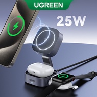 UGREEN 15W Magnetic Wireless Charger 2-in-1 25W Magnetic Wireless Charger, Qi2 MPP Certified, Suppor