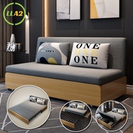 Lla2 Sofa Bed Living Room Foldable Day-Bed Multifunctional Sofa Bed Solid Wood With Storage