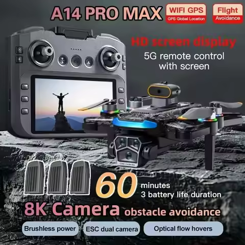 Original A14Pro max GPS Brushless 8K three Camera Optical Flow Obstacle Avoidance Foldable Quadcopte