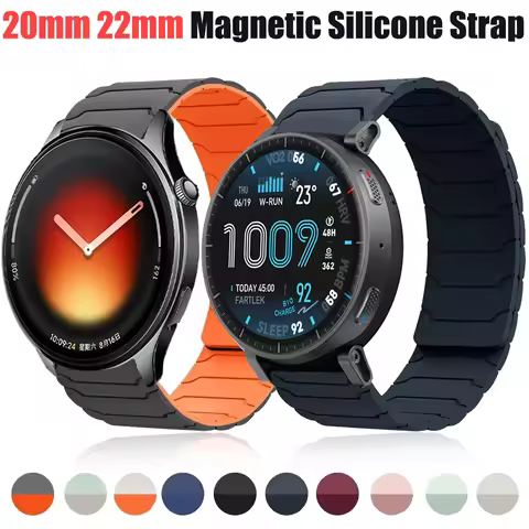 20mm 22mm Magnetic Silicone Strap for Xiaomi Watch 5/S4 S3 Bracelet Watchband for Amazfit Active Max