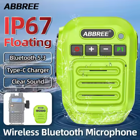 ABBREE Bluetooth Wireless Microphone Speaker MIC For Baofeng UV-5R BF-888S UV 5RH 21 Pro Quansheng U