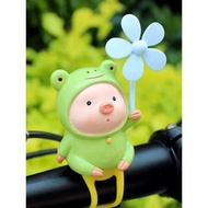 可愛小豬自行車電動車裝飾小配件擺件電瓶單車公路車裝飾玩偶風車