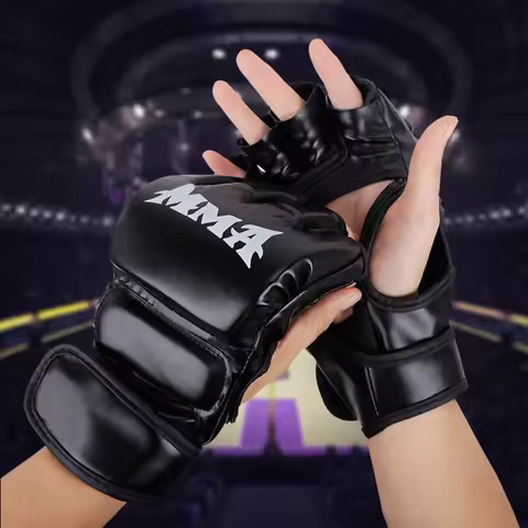 Professional Boxing Training Gloves Half Finger Leather Cushion for Adult Sanda Boxing UFC Training 