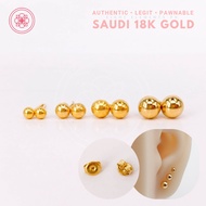 ☋♙✷COD PAWNABLE 18k Earrings Legit Original Pure Saudi Gold Full Ball Stud Earrings w/ Gold Pakaw