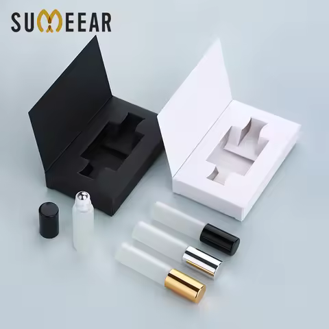 50/80Pcs 5ml Essential Oil Bottle Frosted Rollers, W/ Steel/Glass Balls, Exq Boxes, Frosted, Leak-Pr