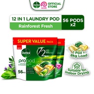 Bundle of 2 Dettol Propod™ All-in-One Laundry Capsule Laundry Pod Rainforest Fresh, Powerful Laundry