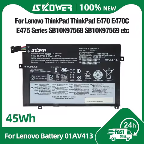 SKOWER 45Wh 01AV413 Laptop Battery for Lenovo Thinkpad E470 E475 E470C 01AV411 01AV412 SB10K97569