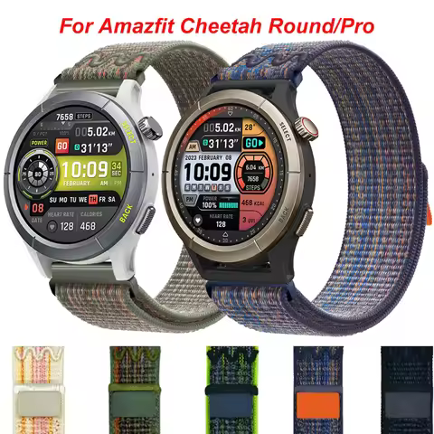Embroidery Nylon Loop For Amazfit Cheetah Round/Pro Band 22mm 20mm Sport Strap For Amazfit Cheetah S