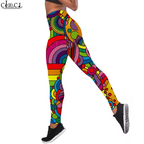 MSIEESO Casual Women Legging Colorful Cartoon Pattern 3D Printed Trousers High Waist Stretch Seamles