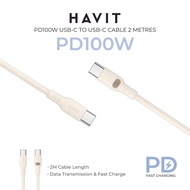 HAVIT HVCB-CB6284 PD100W USB-C to USB-C 2-in-1 High-speed Charging and Data Transmission Cable with Emark Chip 2 Metres